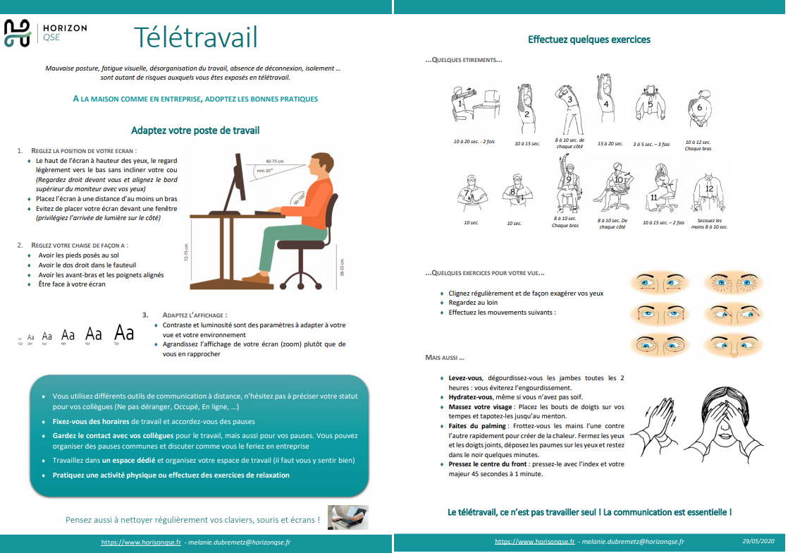 Communication des bonnes pratiques de télétravail pour les collaborateurs